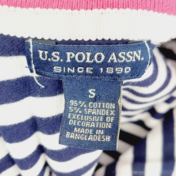 U.S. Polo Assn. Black & White Striped Short Sleeve Polo Shirts 687 - Picture 5 of 7